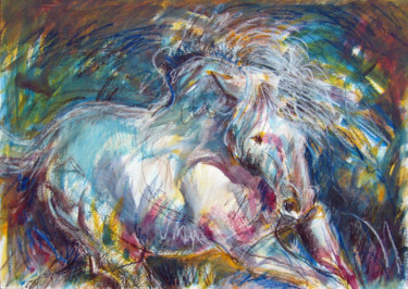 Painting titled "Lippizaner Stallion…" by Gerard Van Velzen, Original Artwork, Oil