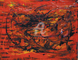 Painting titled "Martian" by Elen Gera, Original Artwork, Oil