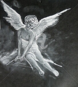 Disegno intitolato "Cupid" da Elen Gera, Opera d'arte originale