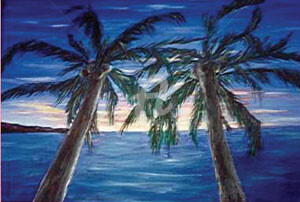 Painting titled "Two palms" by Elen Gera, Original Artwork, Other