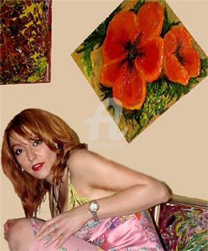 Painting titled "Poppies and E.Gera" by Elen Gera, Original Artwork