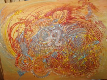 Painting titled "Movement on Gold" by Elen Gera, Original Artwork, Oil