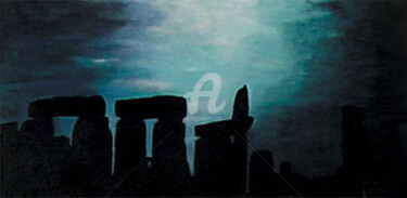Painting titled "Stonehenge by night" by Elen Gera, Original Artwork, Other