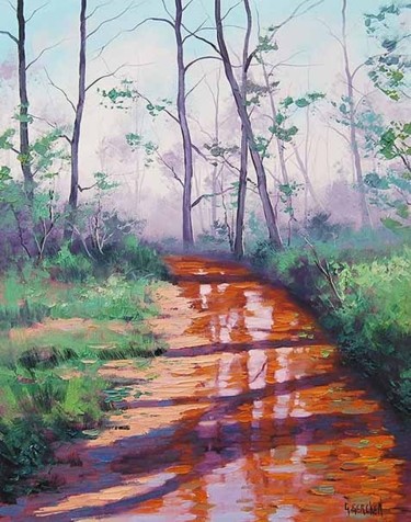 Painting titled "Woodland Creek" by Graham Gercken, Original Artwork, Oil
