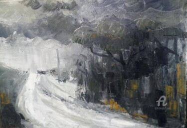 Malarstwo zatytułowany „Winter forest” autorstwa Gergana Balabanova, Oryginalna praca, Olej Zamontowany na Drewniana rama no…