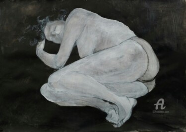 Dessin intitulée "Sleep (nude study)" par Gergana Balabanova, Œuvre d'art originale, Acrylique