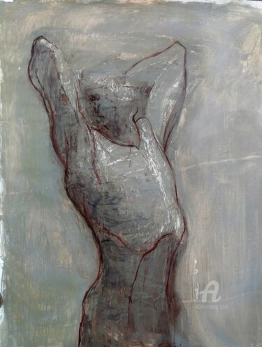 Painting titled "Stretching (nude st…" by Gergana Balabanova, Original Artwork, Acrylic