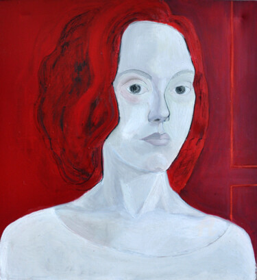 Ζωγραφική με τίτλο "Self portrait III" από Gergana Balabanova, Αυθεντικά έργα τέχνης, Λάδι Τοποθετήθηκε στο Ξύλινο φορείο σκ…