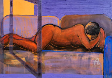 Painting titled "In the morning" by Gergana Balabanova, Original Artwork, Acrylic Mounted on Wood Stretcher frame
