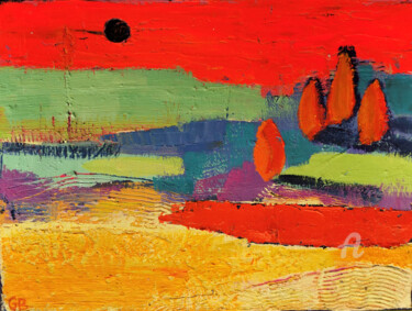 Painting titled "Sweltering day" by Gergana Balabanova, Original Artwork, Oil Mounted on Wood Stretcher frame