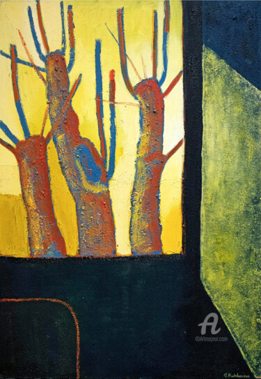 Картина под названием "The last ray of an…" - Gergana Balabanova, Подлинное произведение искусства, Масло Установлен на Дере…
