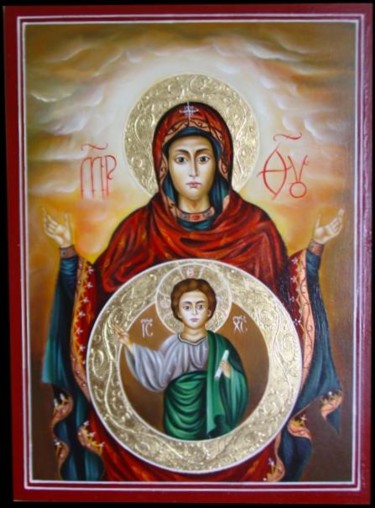 Painting titled "Holly Mother with C…" by Gergana Petkova, Original Artwork