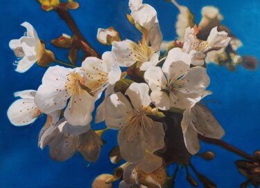 Pittura intitolato "Cherry flowers" da Gergely Sandor, Opera d'arte originale, Olio