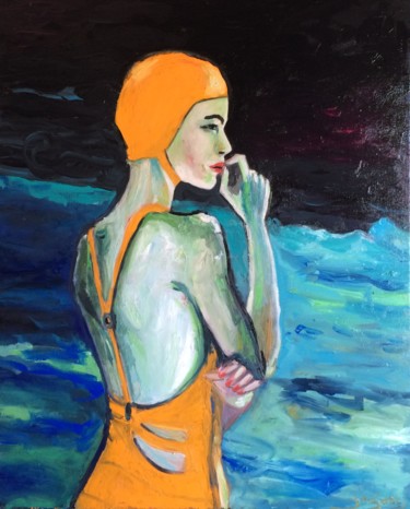 Peinture intitulée "baignade orange" par Grégory H, Œuvre d'art originale, Huile