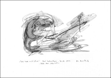 Zeichnungen mit dem Titel "Traf Seele mit Schr…" von Gerhard Pollheide, Original-Kunstwerk, Bleistift