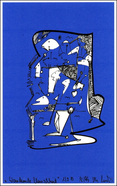 Druckgrafik mit dem Titel ""Wandernde Menschhe…" von Gerhard Pollheide, Original-Kunstwerk, Digitaldruck