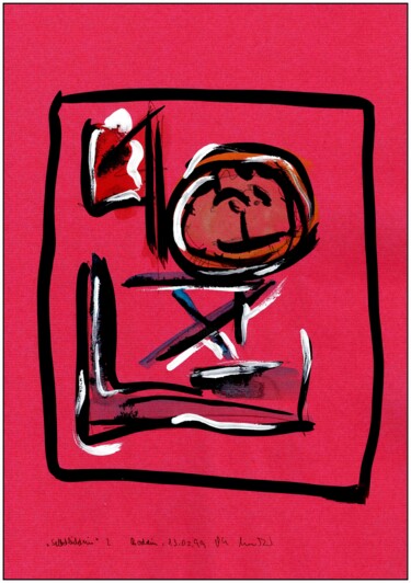 Картина под названием ""Selbstbildnis 2"" - Gerhard Pollheide, Подлинное произведение искусства, Акрил