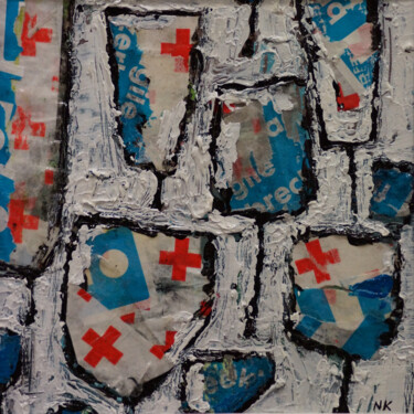 Painting titled "VERRES AUX CROIX RO…" by Germain Henneka, Original Artwork, Acrylic