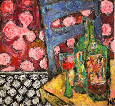 Painting titled "VERRE A LA CHAISE B…" by Germain Henneka, Original Artwork, Acrylic