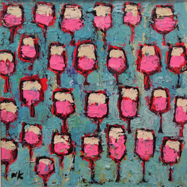 Картина под названием "VERRES ROSES" - Germain Henneka, Подлинное произведение искусства, Акрил