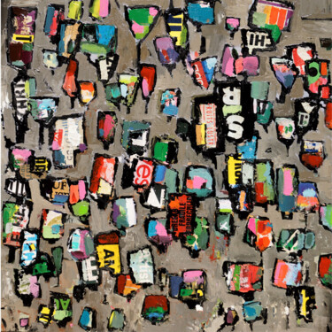 Картина под названием "VERRES SUR FOND GRIS" - Germain Henneka, Подлинное произведение искусства, Акрил