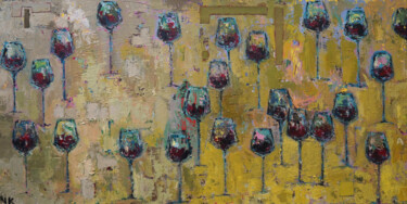 VERRES ET TISSUS Peinture intitulée "VERRES ET TISSUS" par Germain Henneka, Œuvre d'art originale, Collages