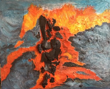Schilderij getiteld "Volcano" door Germaine Mauclere, Origineel Kunstwerk, Acryl