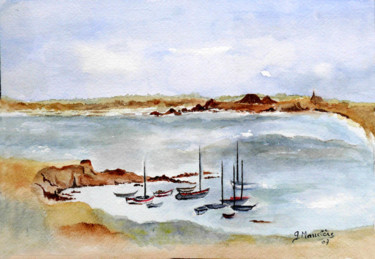 Peinture intitulée "La Pointe de la Tor…" par Germaine Mauclere, Œuvre d'art originale, Aquarelle Monté sur Verre