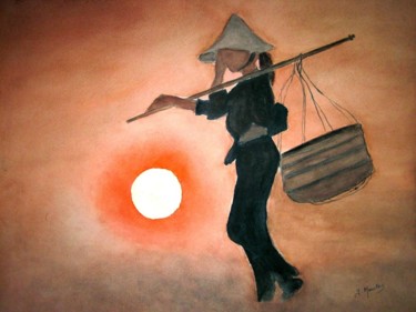 Pittura intitolato "028-la-vietnamienne…" da Germaine Mauclere, Opera d'arte originale