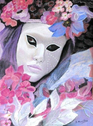 Картина под названием "Carnaval-de-venise-…" - Germaine Mauclere, Подлинное произведение искусства, Масло