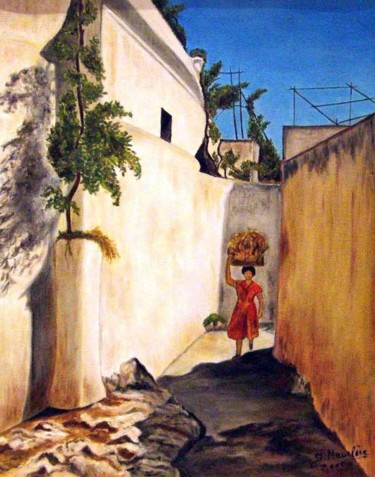 Pittura intitolato "ruelle-de-capri.jpg" da Germaine Mauclere, Opera d'arte originale, Olio