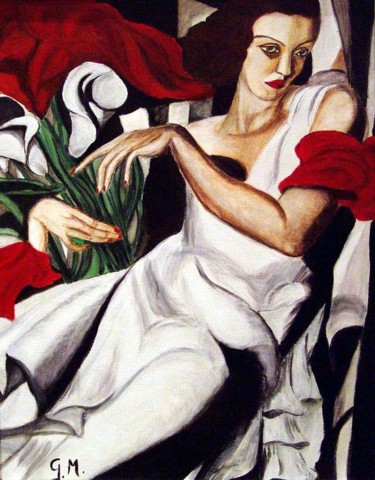 Ζωγραφική με τίτλο "Portrait-d-ira-homm…" από Germaine Mauclere, Αυθεντικά έργα τέχνης, Ακρυλικό
