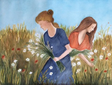 Peinture intitulée "037-jeunes-filles-d…" par Germaine Mauclere, Œuvre d'art originale