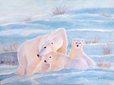 Painting titled "Ours polaire" by Germaine Mauclere, Original Artwork, Gouache