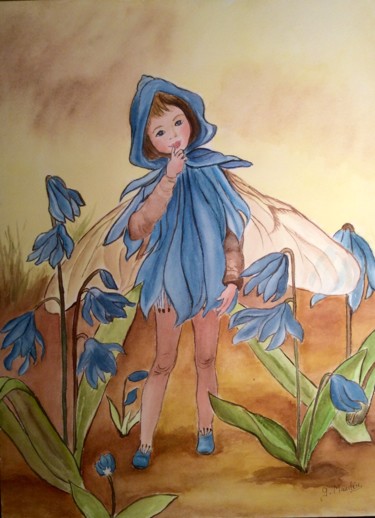 Painting titled "la fée des sciles.j…" by Germaine Mauclere, Original Artwork, Watercolor