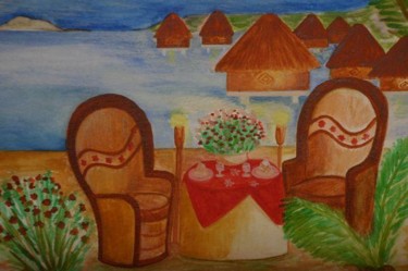 Peinture intitulée "Petit repas chaleur…" par Florence Germain, Œuvre d'art originale