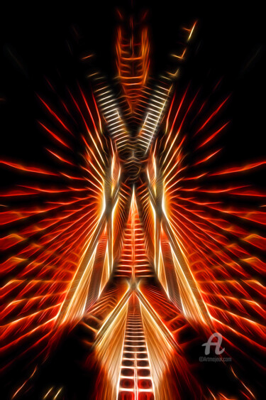 Collagen mit dem Titel "The Red Stairs" von Germaneart, Original-Kunstwerk, 2D digitale Arbeit