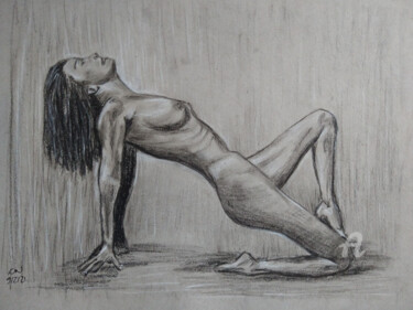 Drawing titled "Pose" by Germaneart, Original Artwork, Charcoal