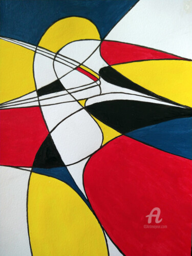 Schilderij getiteld "Mondrian Fantasy" door Germaneart, Origineel Kunstwerk, Acryl