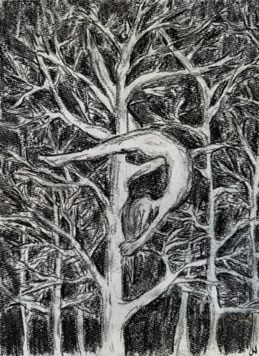 Drawing titled "Tree Dancer" by Germaneart, Original Artwork, Chalk