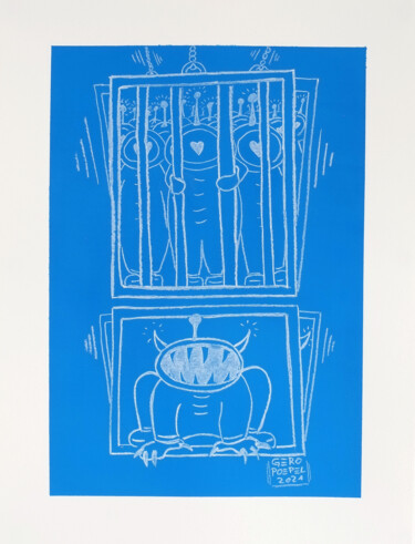 Desenho intitulada "untitled (Imprisone…" por Gero Pöpel, Obras de arte originais, Giz