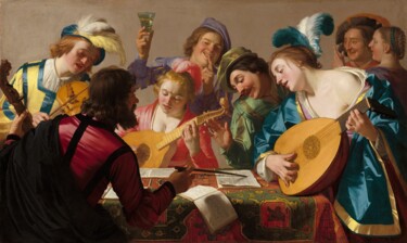 Pintura intitulada "Le concert" por Gerrit Van Honthorst, Obras de arte originais, Óleo