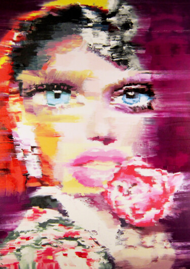 Картина под названием "Pink Tulip" - Gerry Chapleski, Подлинное произведение искусства, Масло Установлен на Деревянная рама…