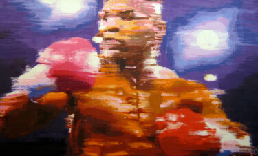 Painting titled "Warrior" by Gerry Chapleski, Original Artwork, Oil Mounted on Wood Stretcher frame