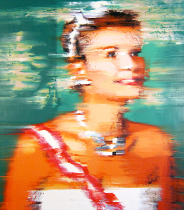Schilderij getiteld "Princess" door Gerry Chapleski, Origineel Kunstwerk, Olie Gemonteerd op Frame voor houten brancard