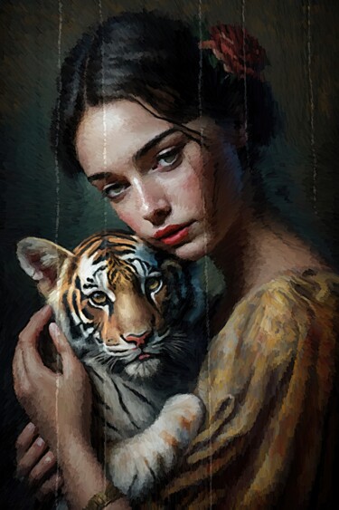 Digital Arts titled "Lady Amelia With A…" by Gerry Martinez, Original Artwork, Digital Painting