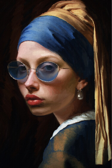 Digital Arts titled "Girl With The Pearl…" by Gerry Martinez, Original Artwork, Digital Painting