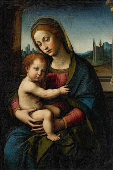 数字艺术 标题为“Madonna And Child :…” 由Gerry Martinez, 原创艺术品, 数字油画