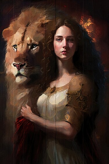 Digital Arts titled "The Lady And The Be…" by Gerry Martinez, Original Artwork, Digital Painting