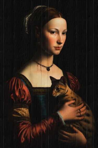 Arts numériques intitulée "Lady With A Cat : R…" par Gerry Martinez, Œuvre d'art originale, Peinture numérique